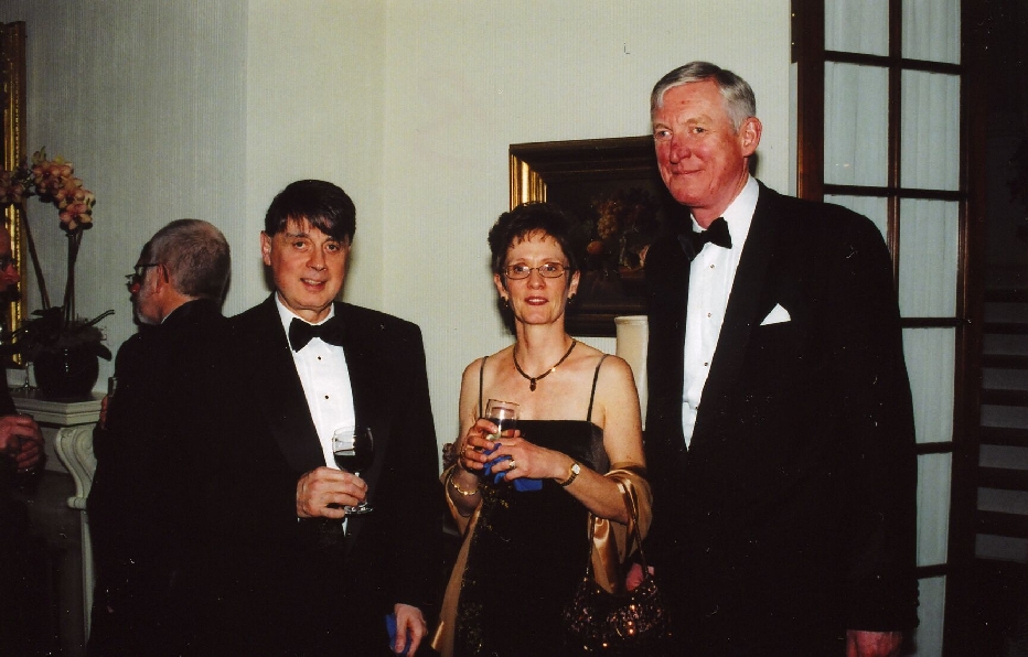 Jim and Rowena Hall and Ambassador Hayes at reception in Residence